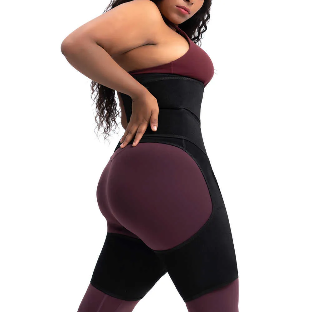 CXZD 3 en 1 Mujeres Body Shaper Neopreno Sudor Cintura Entrenador Muslo Recortador Pierna Shapers Quema Grasa Hip Enhancer Levantamiento Butt Lifter X0713