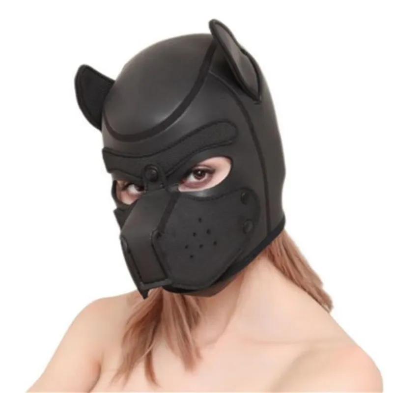 Novo macio acolchoado borracha neoprene filhote de cachorro cosplay role play cão máscara cabeça cheia com orelhas y200103263g