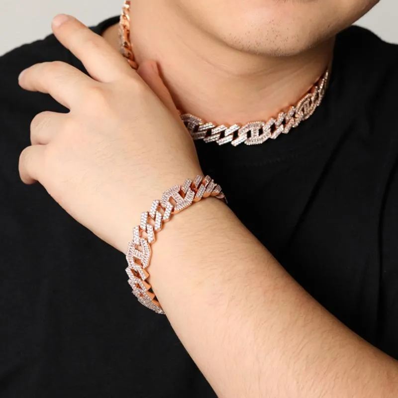Chains Vinregem Hip Hop Rock Created Gemstone Party Men's Cuba Chain Necklace Bracelet Fine Jewelry Gift237Q