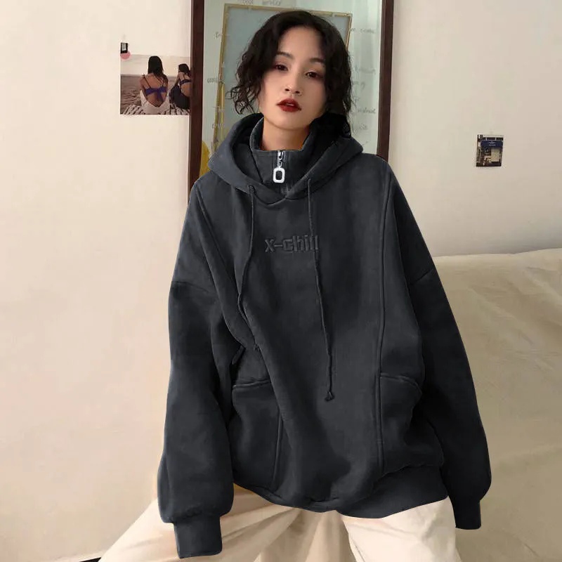 Korean Version Of The Turtleneck Hoodies Sweatshirt Woman Autumn Winter New Students Loose Casual Large Size Was Thin Coat T200904