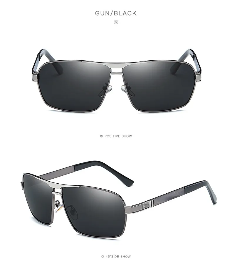 Men's Sunglasses Square Fashion Design Luxury Polarized Sun glasses Driver's Driving Mirror