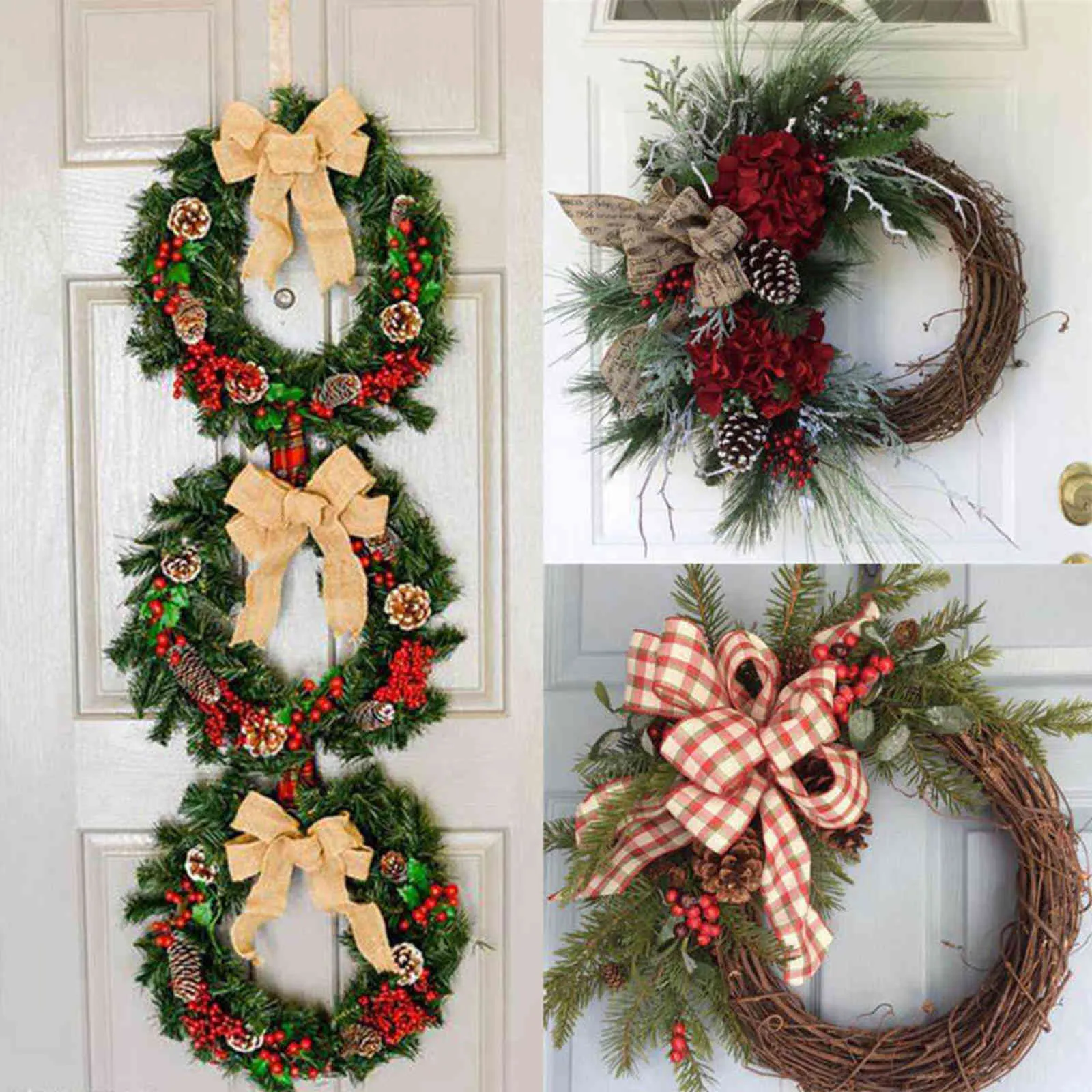 25/30cm Christmas Rattan Wreath Braided Wreath DIY Hand-Woven Grapevine Vines Wreaths Crafts for Wedding Halloween Holiday Decor 211104