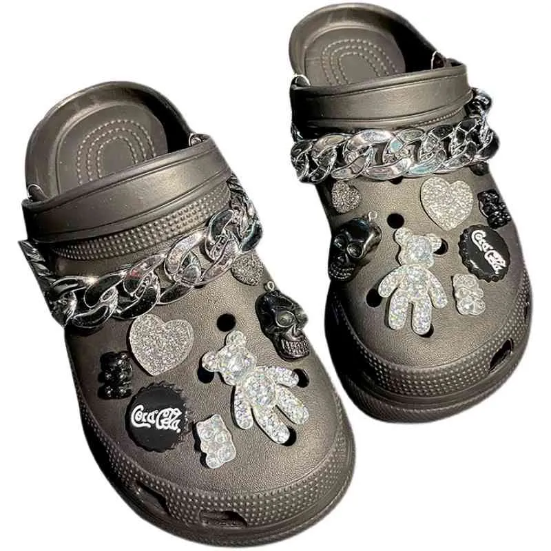 Crocses Charms Designer DIY Magic Color Bear Horror Skeleton Skull Shoes Decaration for Croc JIBZ Clogs Boys Women Girls Gifts304o