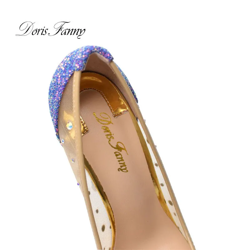 Doris Fanny Purple Glitter Chaussures de mariage Mariée Bonne qualité Sexy Stiletto Fond Rouge Chaussures de fête à talons hauts pour femmes 210310