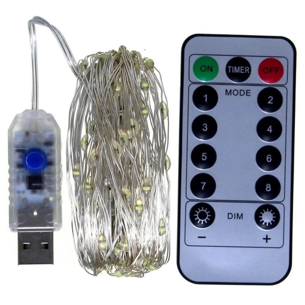 Télécommande fée lumières fil de cuivre minuterie LED chaîne lumières guirlande décoration de Noël lumières USB alimenté par batterie 5 10 20 M Y254R