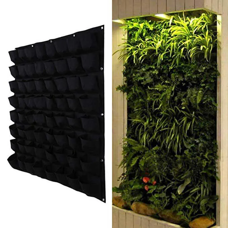 Borse piantare appese a parete Tasche nere Grow Bag Fioriera Giardino verticale Verdura vivente Bonsai Fiore Vaso piante Forniture la casa 210615