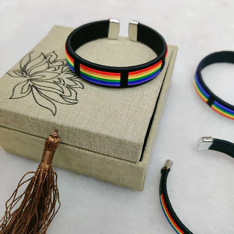 Orgulho Moda Rainbow Gargantilha Colar Pulseira LGBT Mulheres Gay Lésbica Promissória Presente Tecido Ribbon Collar Punk Acessórios Q0719