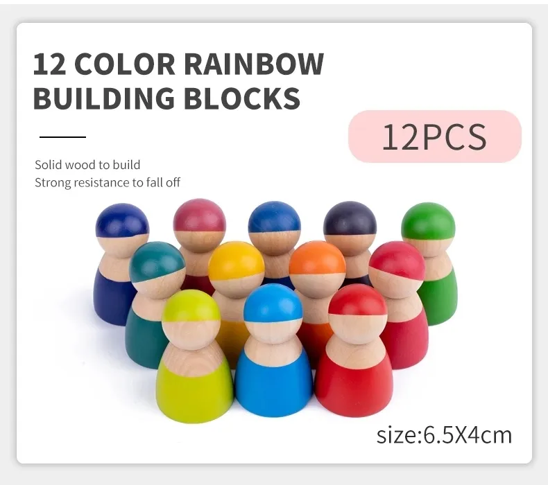 2021 Najlepszy dostawca Nordic Waldorf Montsori Baby Grimms Stacker Kids Rainbow Wooden Toys223d