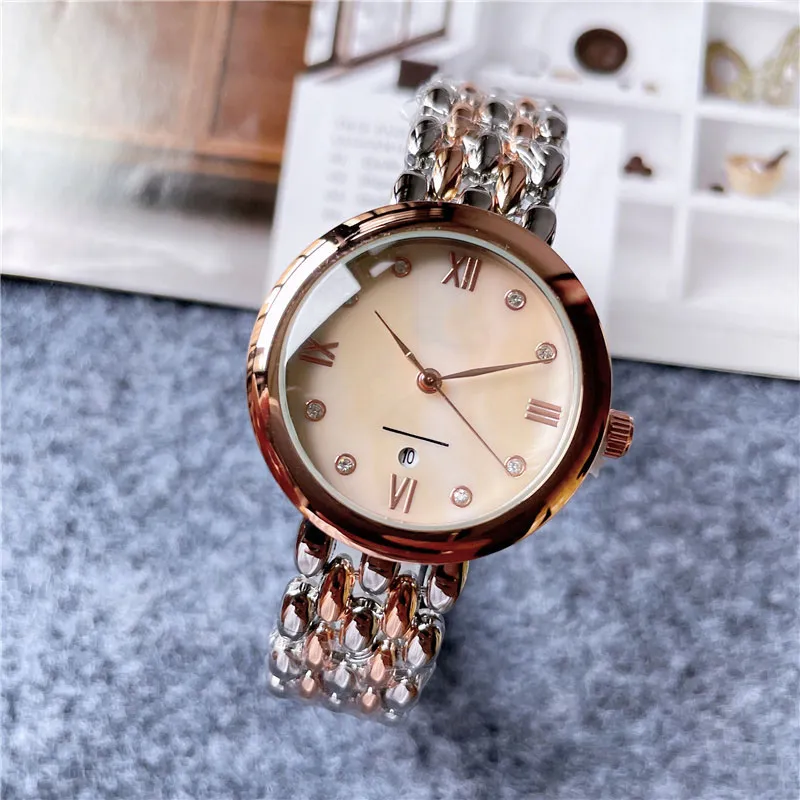 Masowa marka zegarek dla kobiet Diamond z luksusowym logo w stylu logo stalowy metalowy zegarek na nadgarstek O77