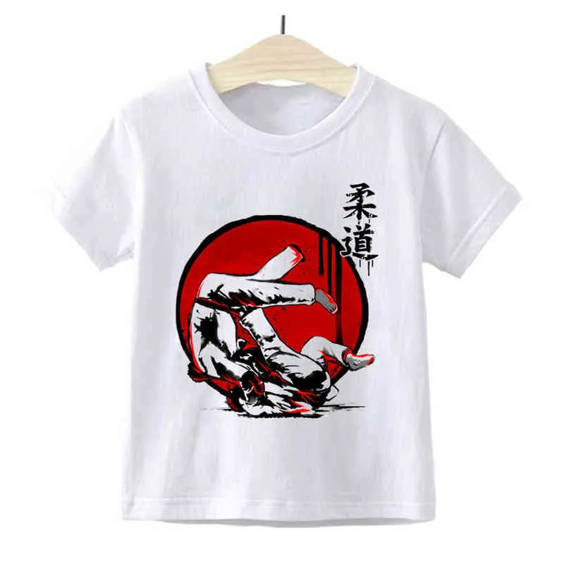 Kids Boys T-shirt Karate Taekwondo Design Baby Toppar Sommarflickor Kläder Toddler Fashion T Shirt Skriv ut Barnkläder, YKP134 G1224