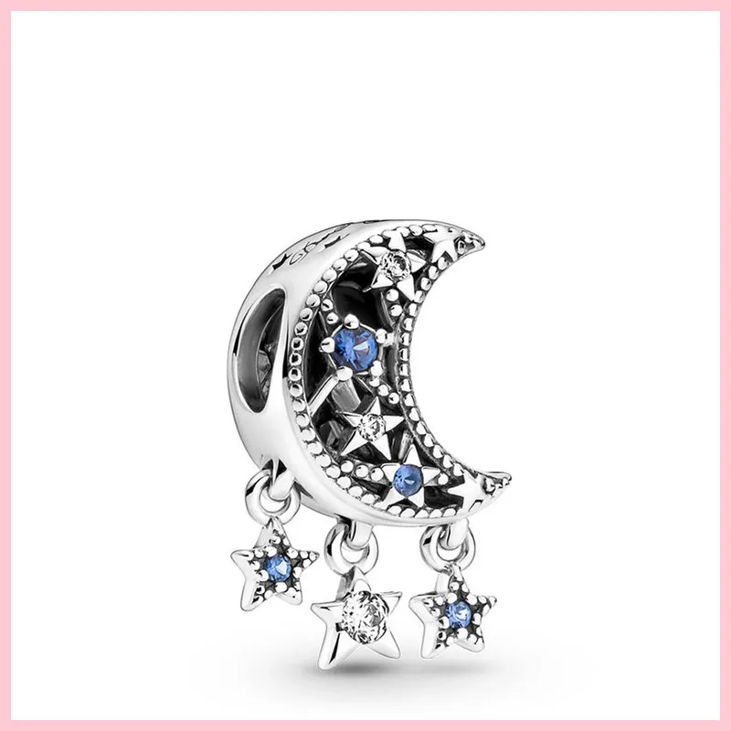 925 Silver Moon Star Galaxy Tree Penny Charm Shape de coeur o Collier pendentif pour instant Charms Bijoux originaux DIY 220225