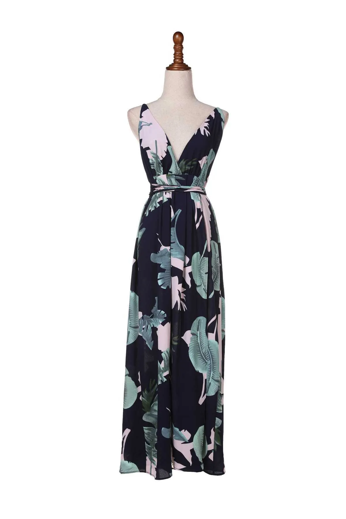 Women dress sexy summer vestidos de verano v-neck floral print chiffon women maxi 3351 50 210527