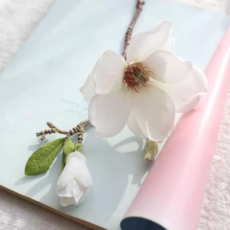 JAROWN Artificial Magnolia Silk Flower Branch Fake Flower Fleur Artificielle Flores Arrange Table Wedding Decor Party accessory (3)