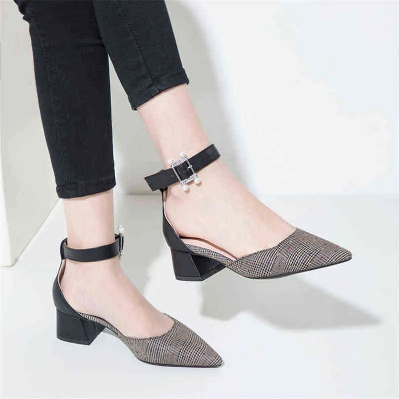 Women's High Heels Women's Buckle Thick Ankle Strap Shoes Mixed Color 2 9