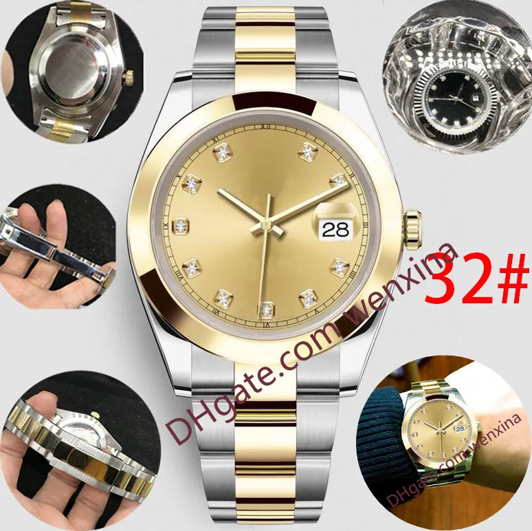 20 Colour Quality Watch Diamond Watch Brown och Black Diamond Smooth Edges Frame Montre de Luxe 2813 Automatisk 41mm vattentät mens324r