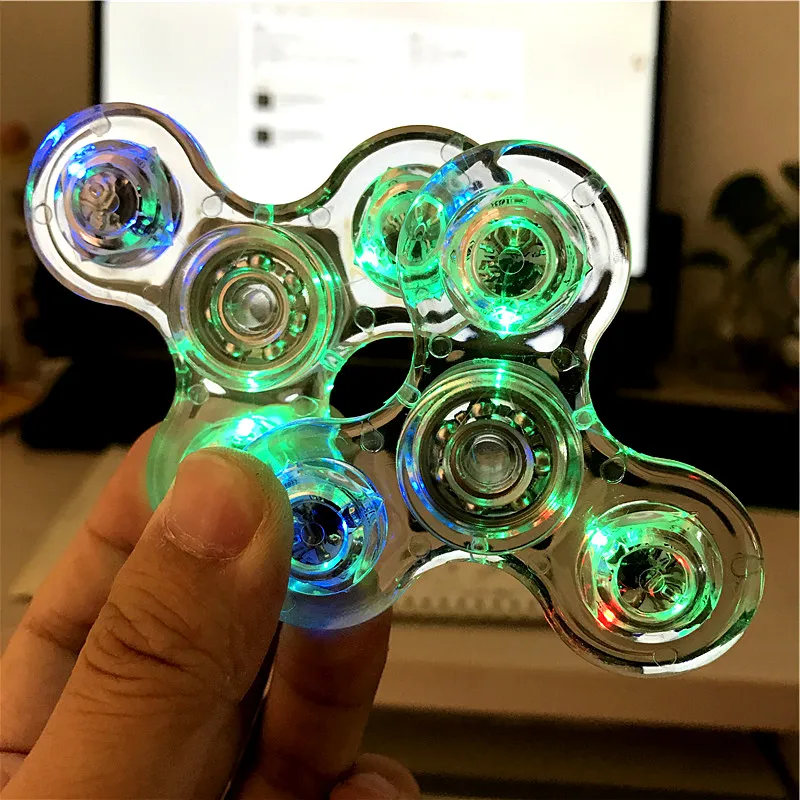 Funny Toy Colorful Crystal Luminous LED Light Spinner 16 LED Lamp Beads Stress Relief Toys Kinetic Gyroscope for Children7003193