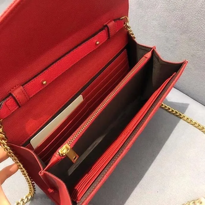 1168-1 Classic Caviar Lambkkin Bag Noth V Ladra de linha com envelope de capa Corrente de prata de prata de ouro