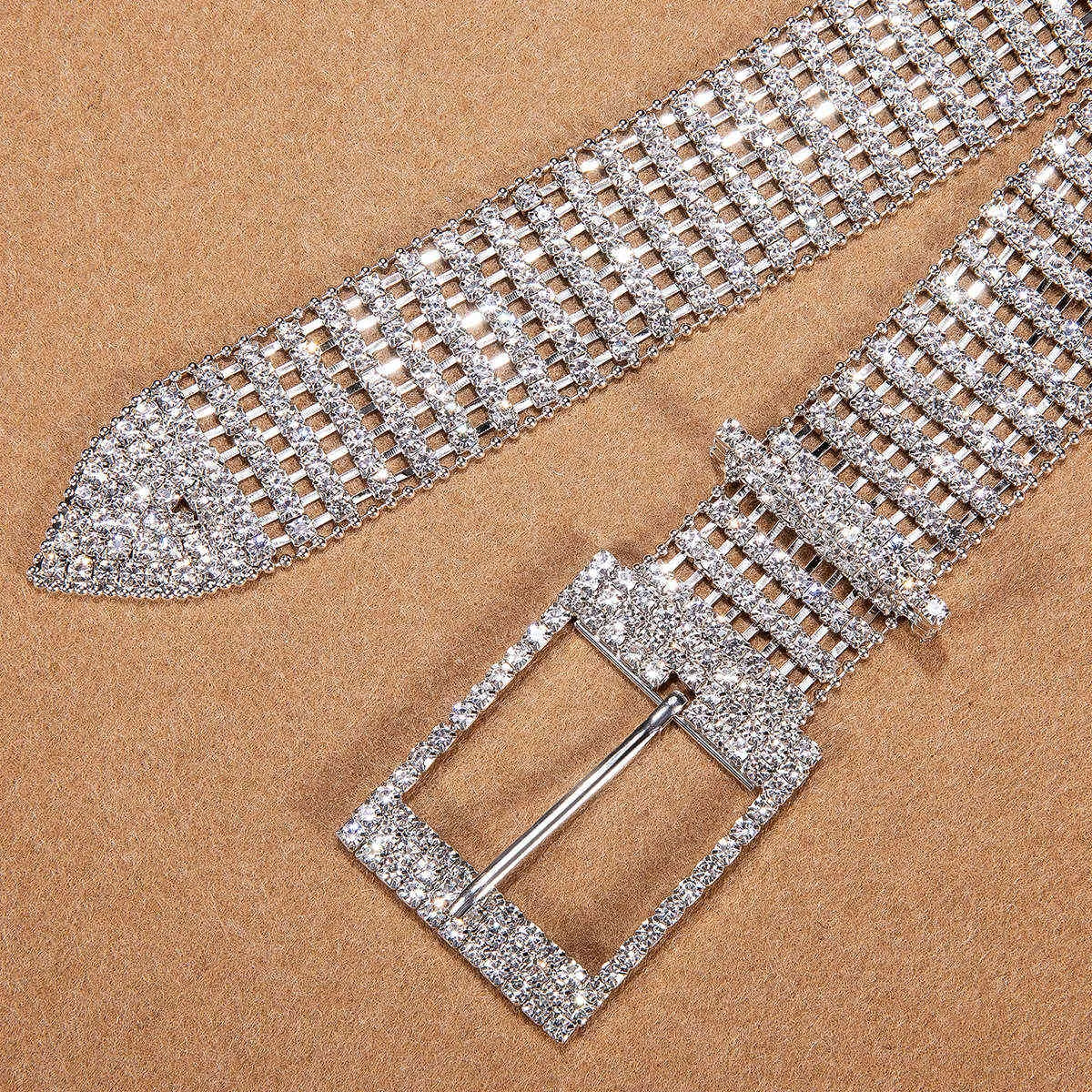 Hitie High Quality Rhinestones Belt for Women Female Luxury Silver Crystal Diamond Waist Chain Wedding Belt Pin Metal Buckle Q0623157571