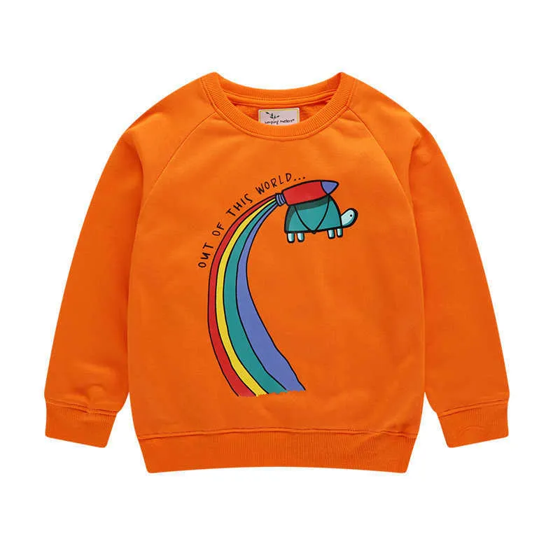 Springende meters baby eenhoorns sweatshirts katoen herfst winter meisjes tops regenboog applique kinderen meisje kleding shirt 210529