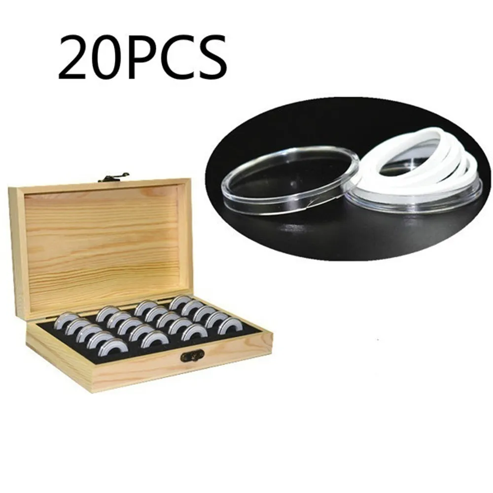 Porte-monnaie en bois de pin, anneau de pièces de monnaie, boîte de rangement en bois 203050100 pièces, capsules de pièces de monnaie pouvant accueillir une boîte à pièces commémorative de collection 26983309