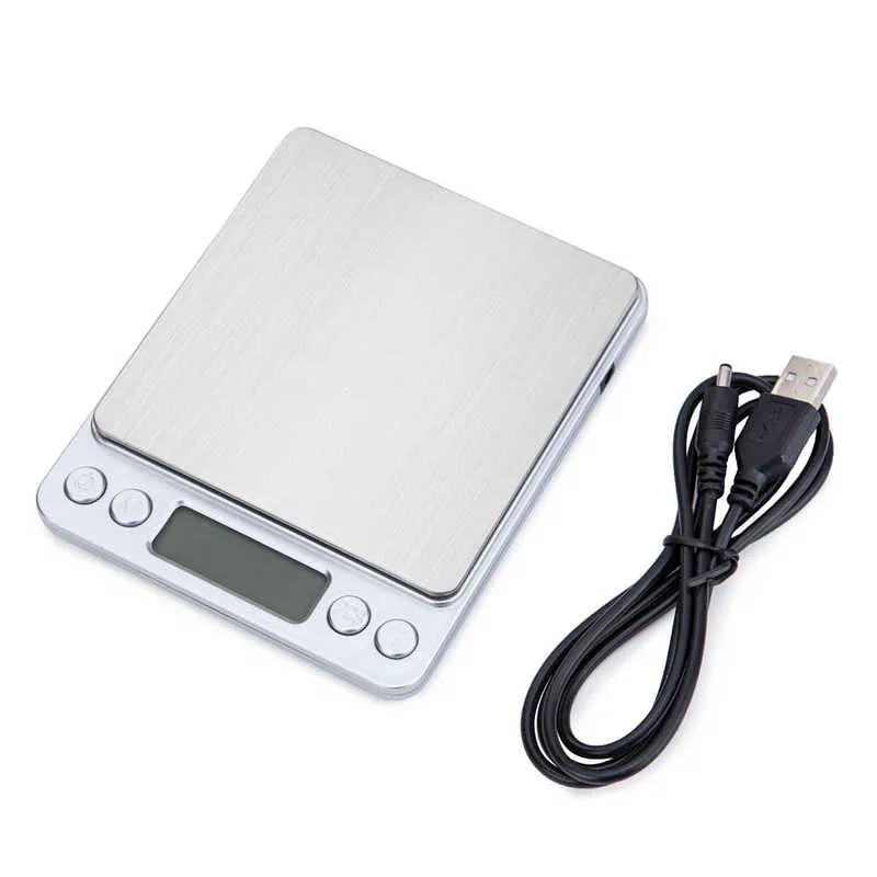 latest USB powered kitchen scale 500g 0.01g Stainless Steel Precision Jewelry Weighing balance Electronic Food Scale 210927