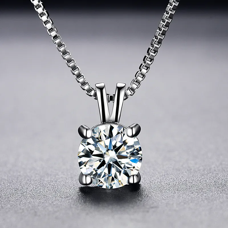 Biały 6 mm8mm laboratorium Diamond Solitaire Pendants Naszyjnik 925 Srebrny Srebrny Choker Naszyjniki Kobiety biżuteria mody XN1177551828