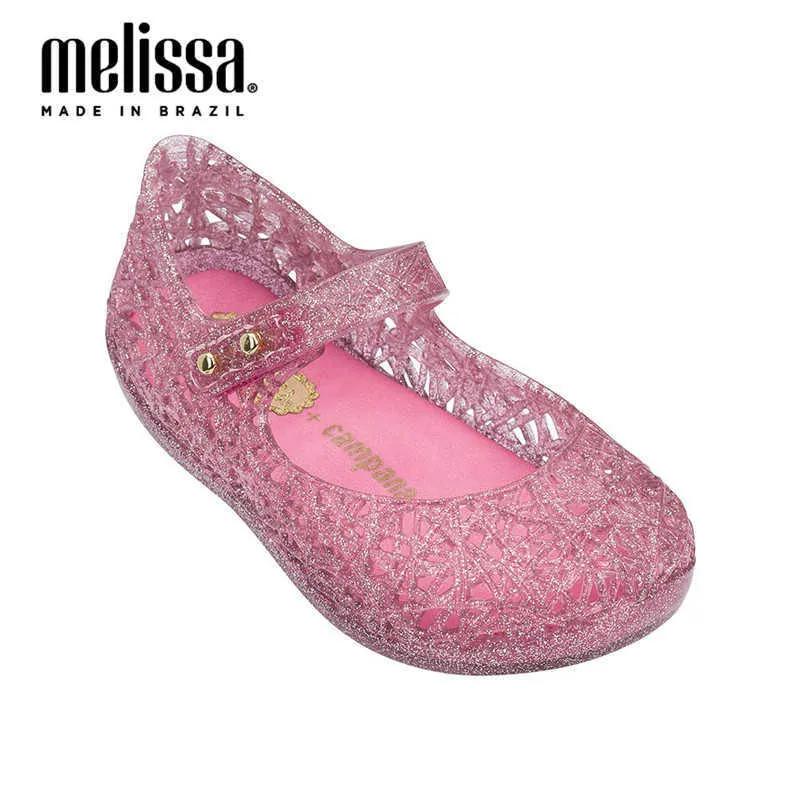 Mini Melissa Campana 7 Färger Hollow Girl Jelly Shoes Beach Sandals Baby Kids Princess 210712
