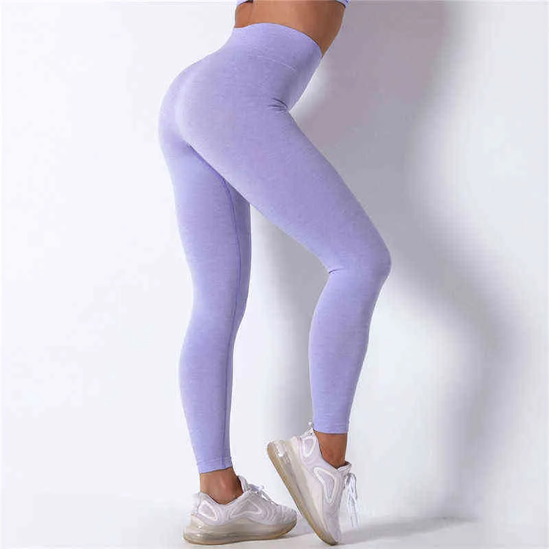 Nessaj 20% Spandex Legging sans couture Sports Fitness Vêtements Scrunch Butt Leggings Gym Taille Haute Pantalon Booty Workout Pantalon 211204