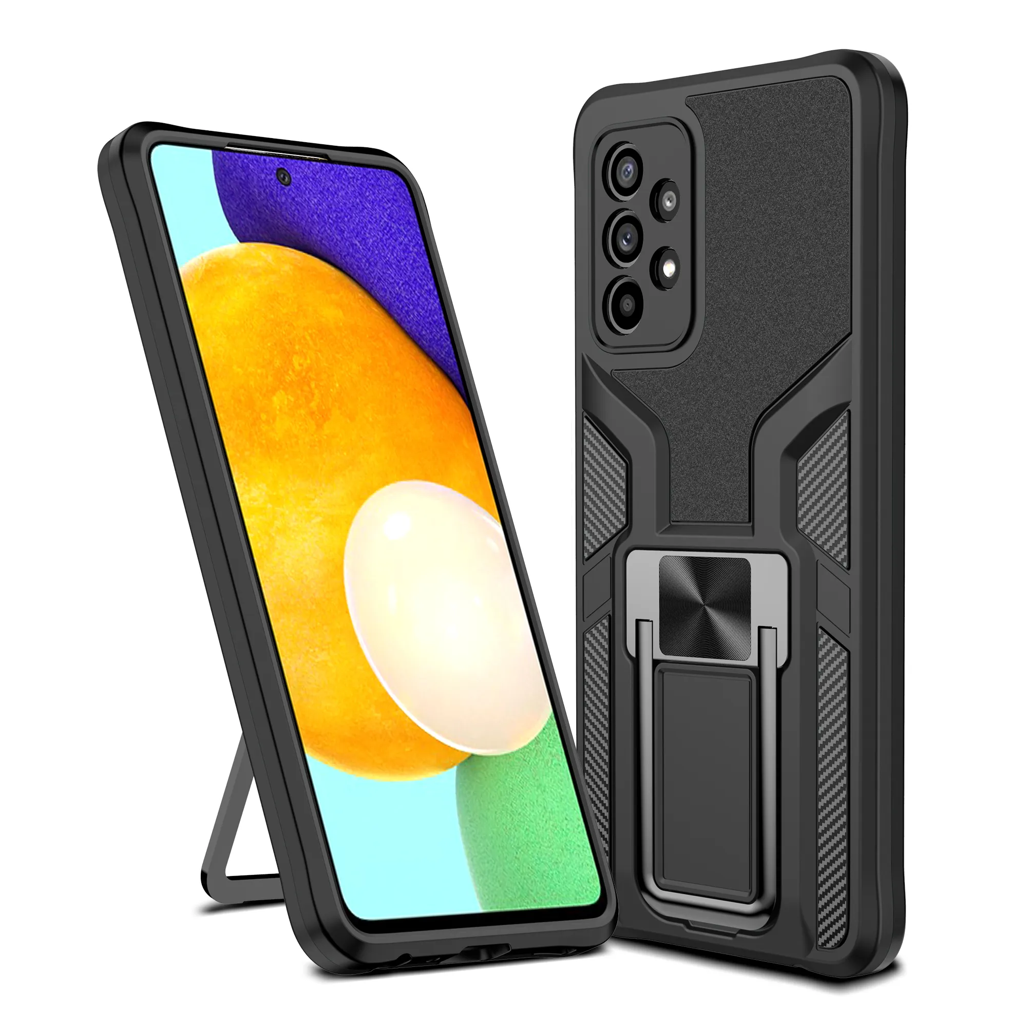 Rugged Magnetic Ring Stand Armor Shockproof Cases For Samsung Galaxy A52 A72 A32 5G Hard PC Bumper Soft Silicone Back Cover