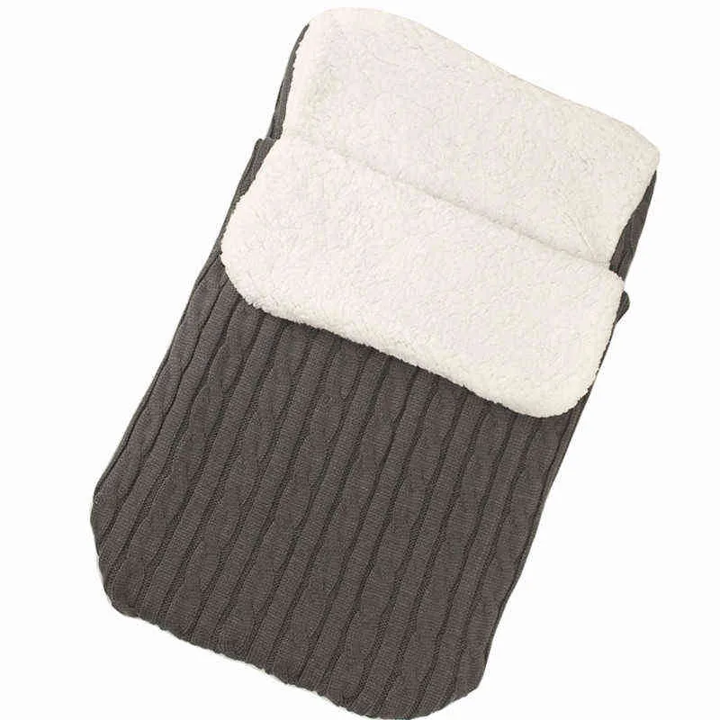 Saco de dormir para bebés, ropa de cama para bebés, botón de color sólido de invierno, saco de dormir de punto grueso, saco de dormir cálido, cochecito para niños, sueño 211101