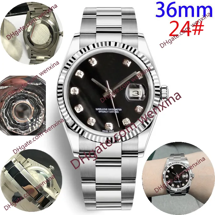 20 Färg högkvalitativa vattentäta män Automatiska klockor 36mm Diamond Watch rostfritt stål Kvinnor Titta par Style Classic Wris225Z