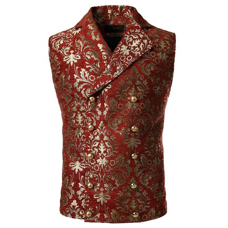 Abito da uomo in broccato di lusso paisley floreale doppiopetto gilet gotico vittoriano steampunk gilet uomo chalecos para hombre 2XL 210923