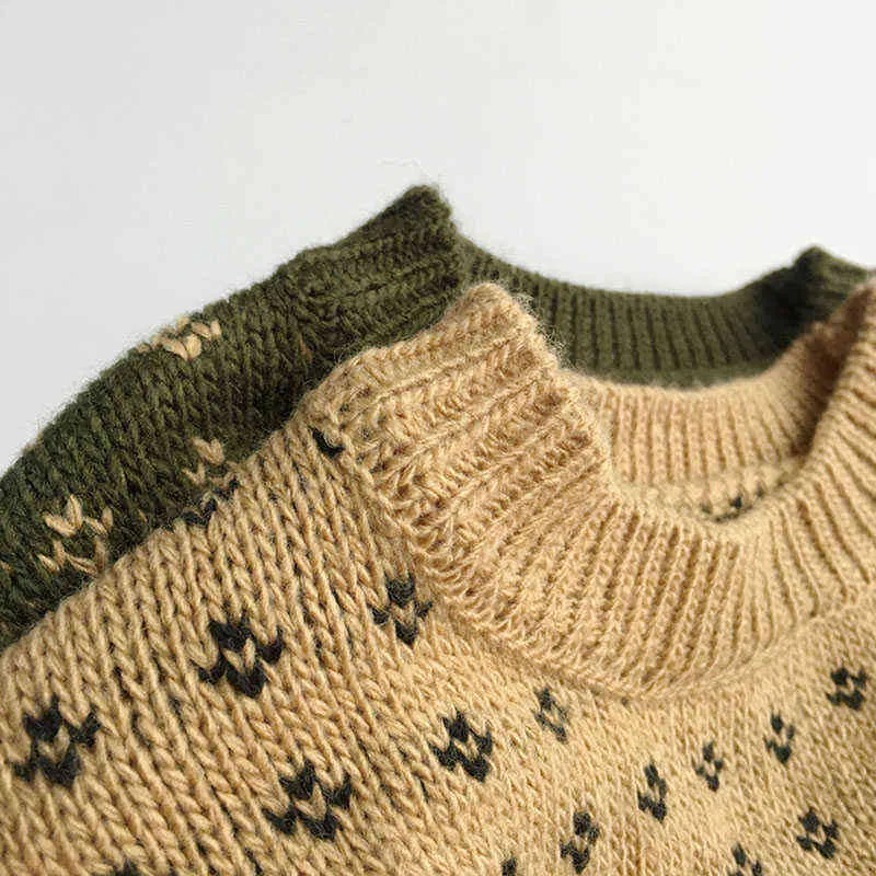 Milmantel jesienne ubrania dzieci chłopcy swetry krótkie styl dziewczyny pulower kwiatowy 211201