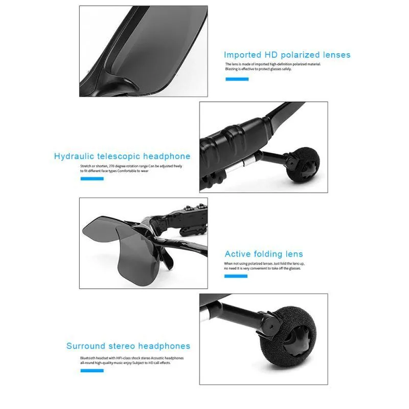 Sunglasses Cycling Bluetooth 5 0 Earphones Fashion Outdoor Sun Glasses Wireless Headset Sport For Driving Headphones2733