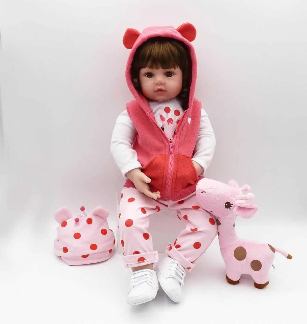 bebe doll reborn toddler 47cm soft silicone reborn baby dolls soft body lifelike menina Christmas surprice girl gifts doll Q0910