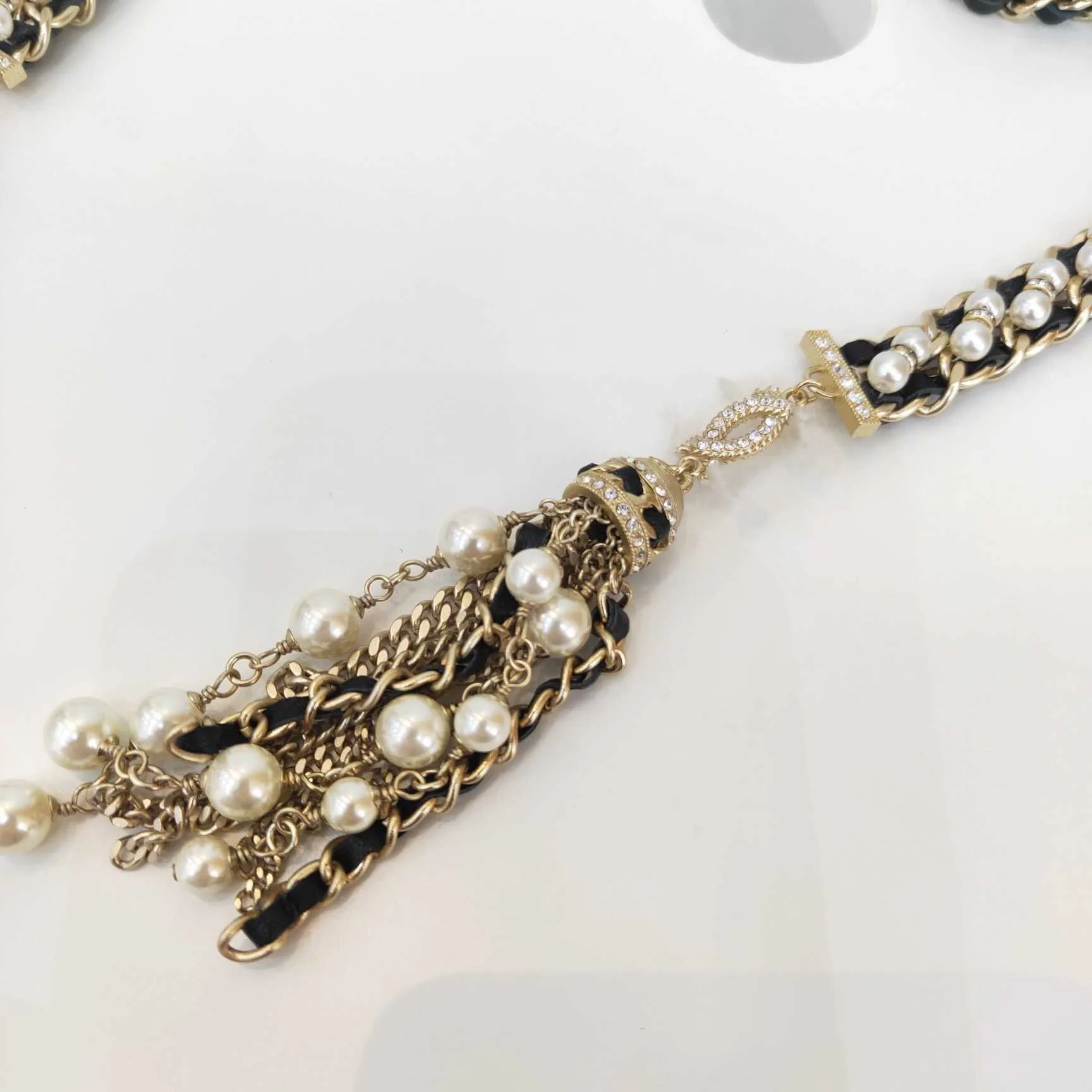 2020 marka mody dla kobiet multipl vintage perłowy pasek złoty kolor czarny skórzany naszyjnik impreza drobna biżuteria3236821