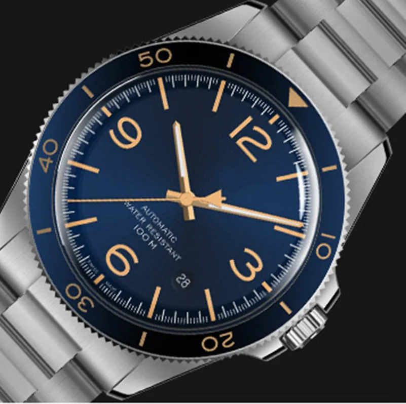 Bell Ross Top Luxury Brand Wristwatches 스테인레스 스틸 스트랩 벨트 비즈니스 신사 프리미엄 방수 석영 Watch Mens323c