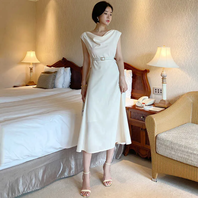 Korejpaaの女性は韓国のファッションのシンプルな気質パイル襟の色の色の色の色の色の色のないvestido 210526