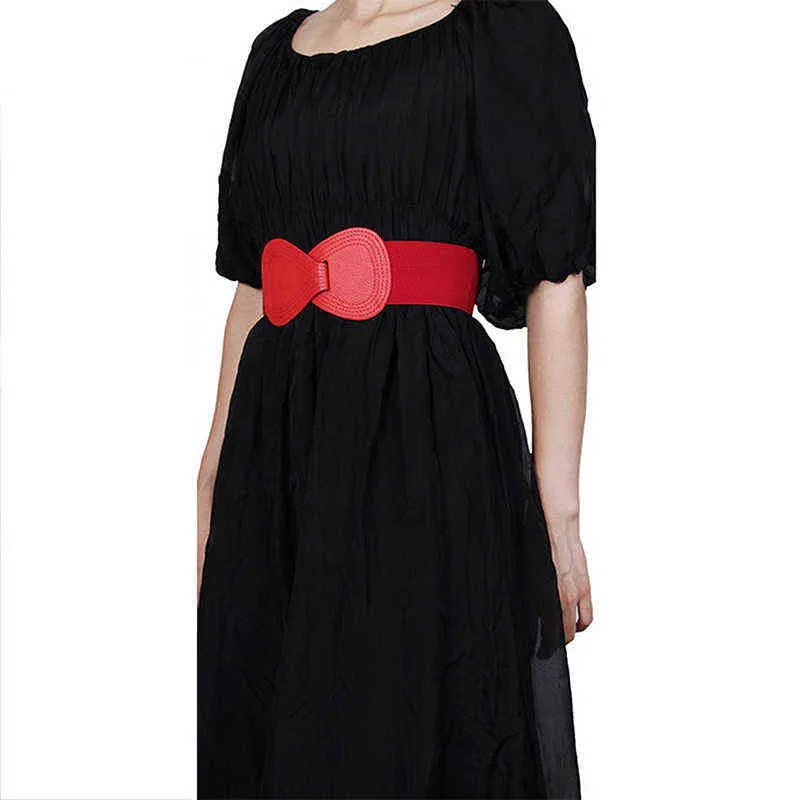 Vrouwelijke taille riem dame boog taillebanden mode rode elastische tailleband effen zwart wit geel brede riem kunstleer corset riem G220301