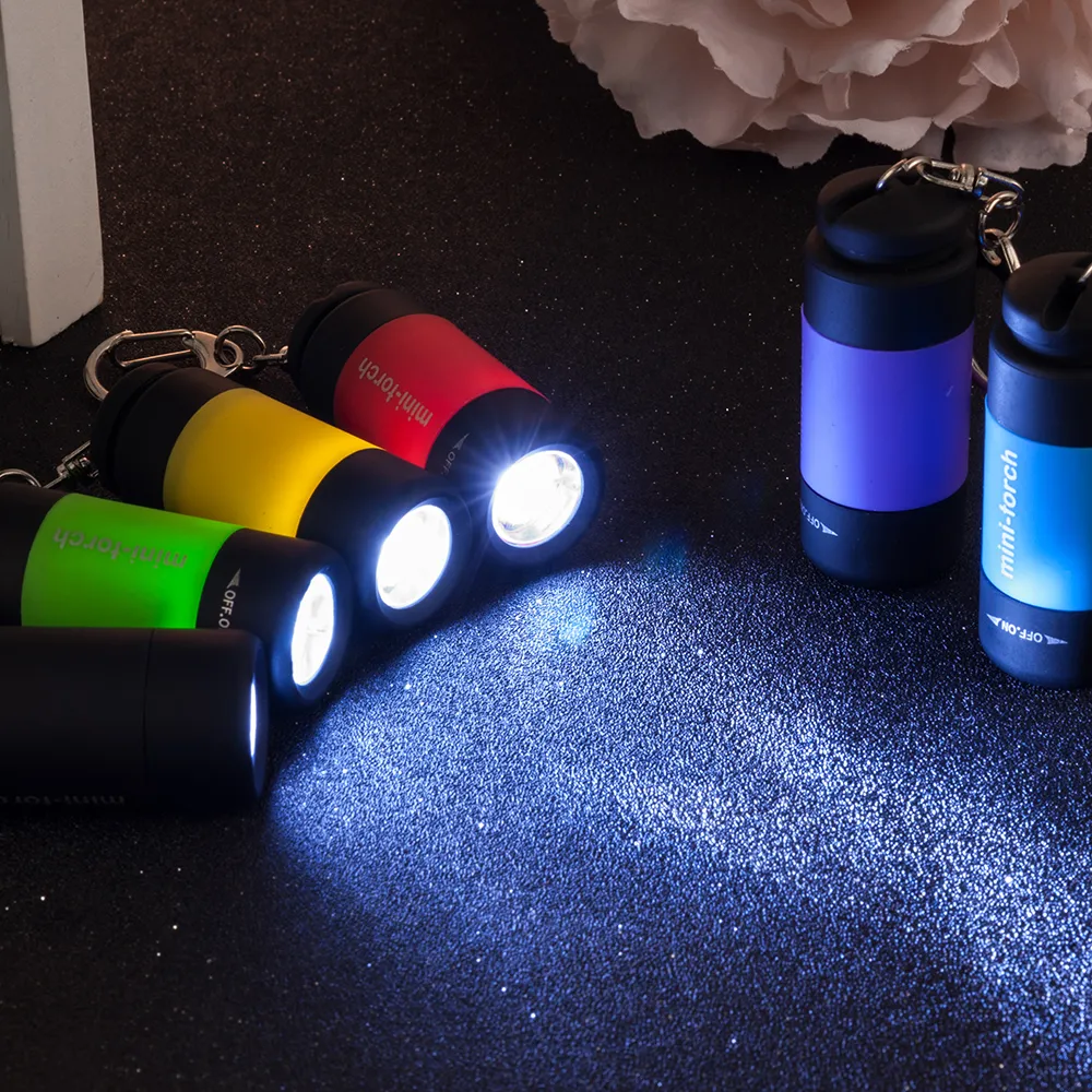 LED Keychain Flashlight Mini Torch Waterproof Crystal Pillar 2.1 × 0.9 ...