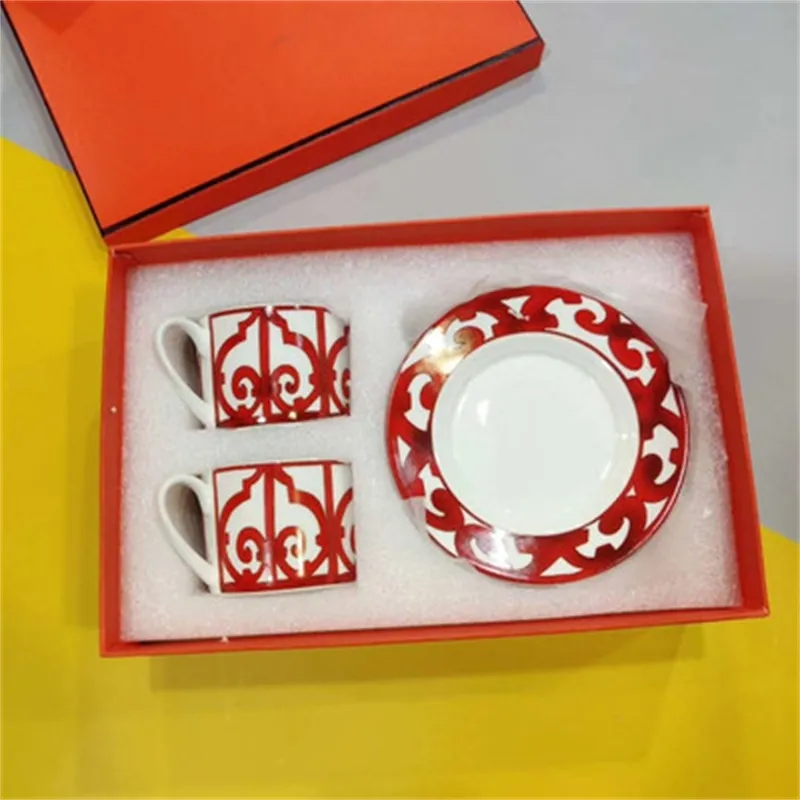 Classic European Bone China Coffee Cups and Saucers Tableware Coffee Plates Dishes Afternoon Tea Coffee Drinkware With Gift Box 21215C