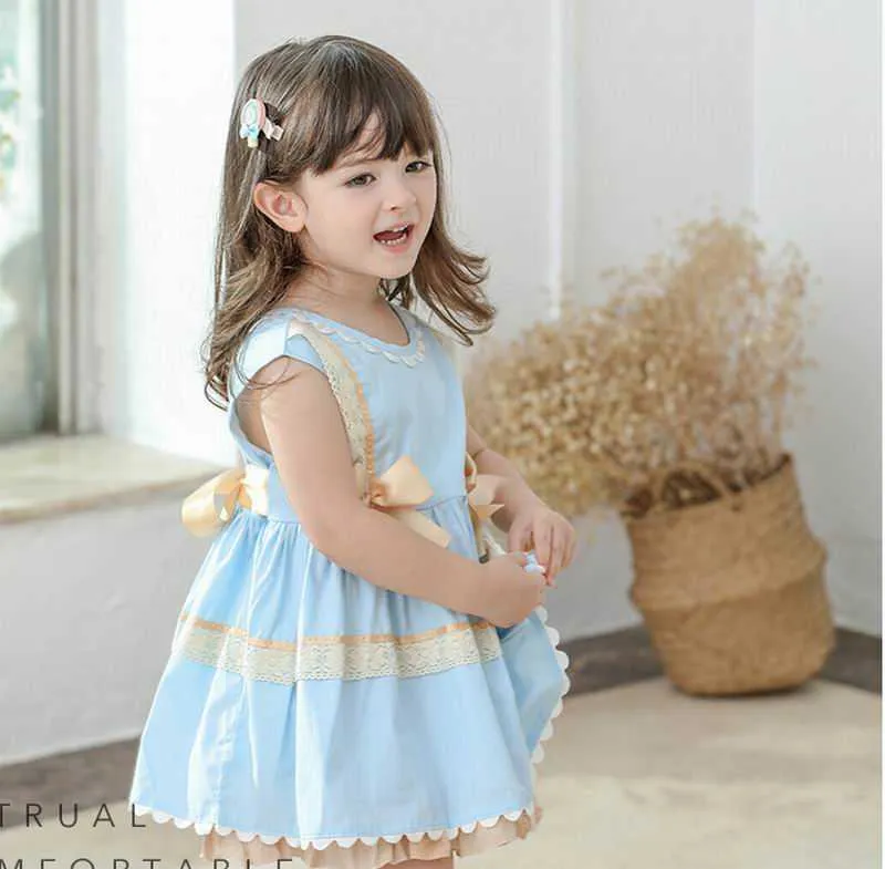 Filles robe de soirée Style espagnol enfants robes pour arc sans manches princesse bébé vêtements E19237 210610