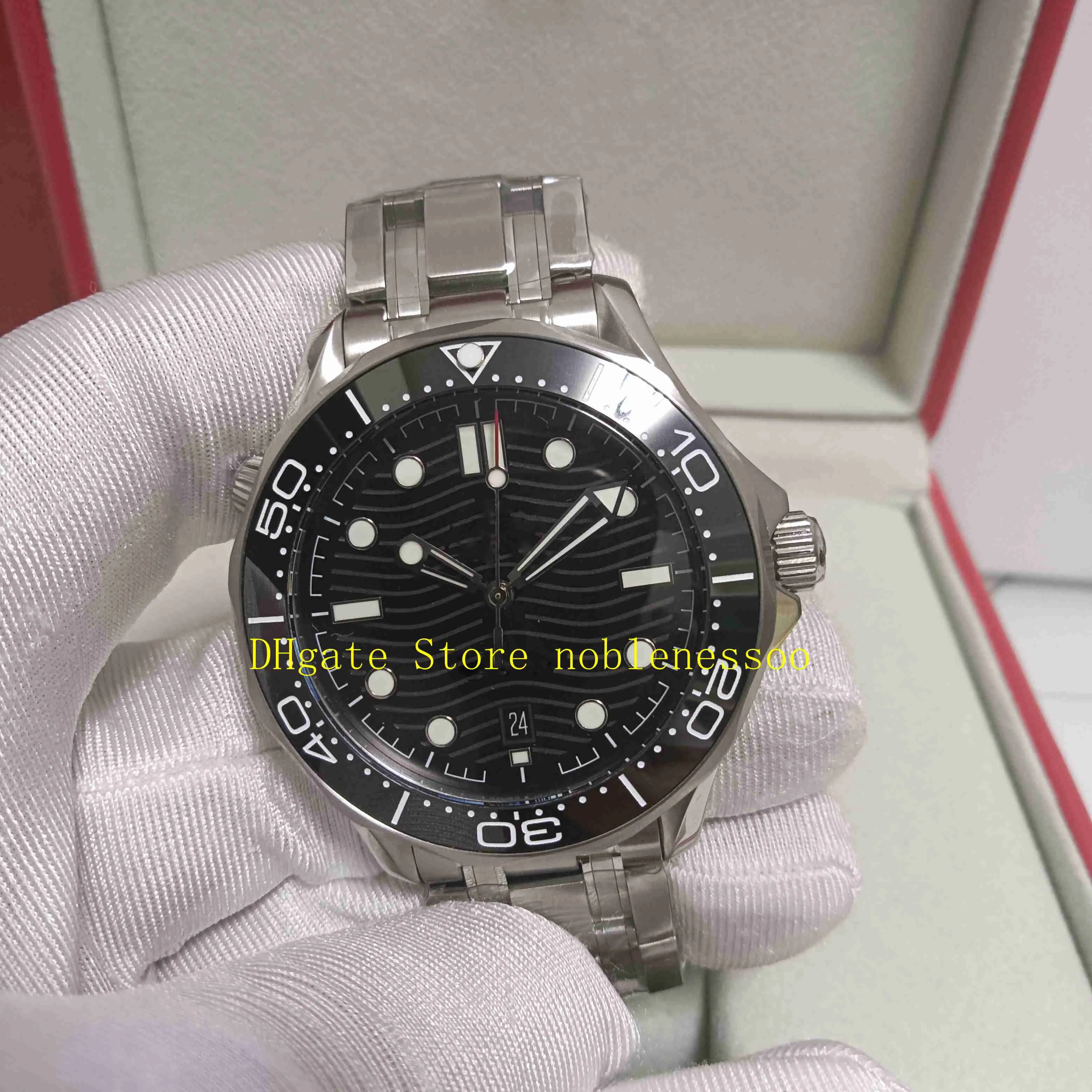 With Original Box Top Mens Cal 8800 Movement Watches Men 42mm Black Dial 300M 007 Diver Sport Bracelet Wristwatches Automatic Mech302j