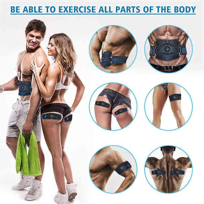 محفز عضلات البطن الكهربائية EMS التخسيس ABS معدات اللياقة البدنية للجنسين مدرب ممارسة تدريب الجسم مدلك 220111