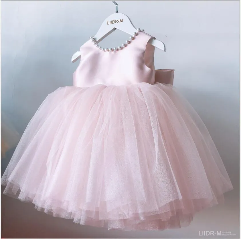 Été bébé baptême robes roses pour bébé filles dentelle princesse robe 1ère année robe d'anniversaire robe de fête infantile vêtements nouveau-nés 210315