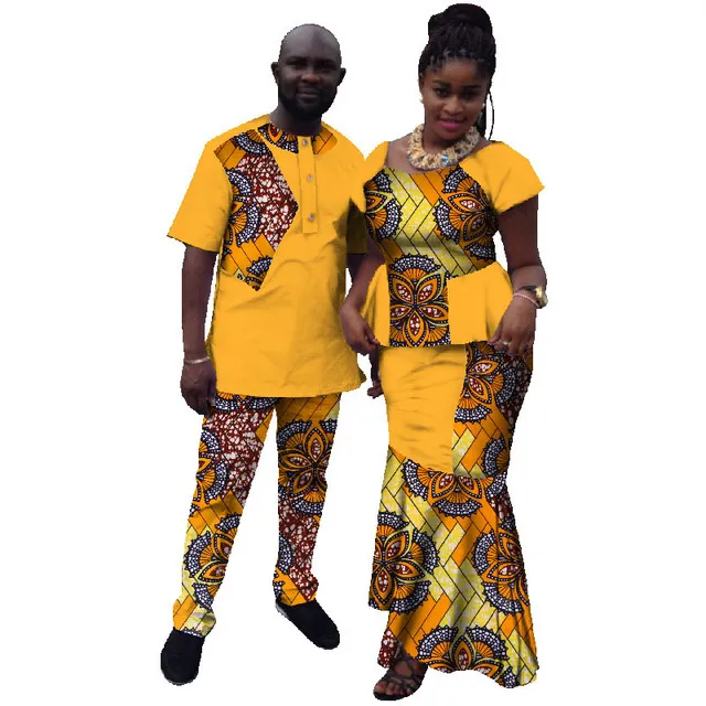 Été Nouvelle vente chaude correspondant à couple Vêtements de contraste décontracté couleurs couple tenues de couple africain vêtements pour les amoureux wyq10