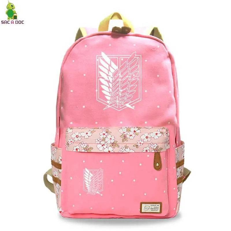 Titan Black Bagpacks Floral Printing Backpacks Travel Backpack Anime School Bag for Teenage GirlsラップトップMochilas Y088189092558