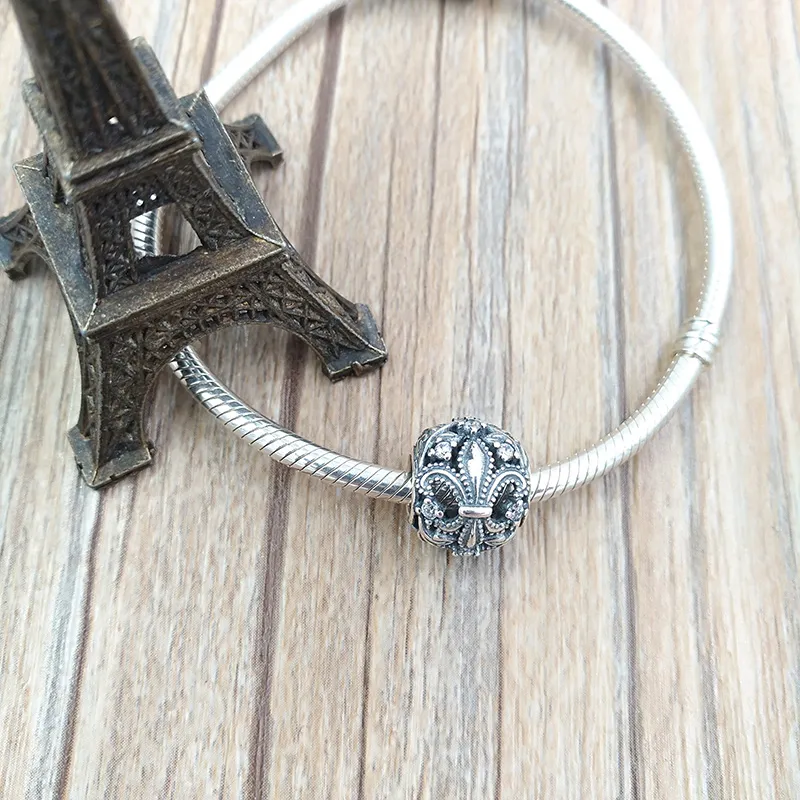 DIY Charms Evil Eye Beads для девочек Ювелирные изделия из Fleur de lis Pandora 925 серебряный браслет женщины змея браслет цепь из бисера набор ожерелье подвесной день рождения подарки 791378Cz