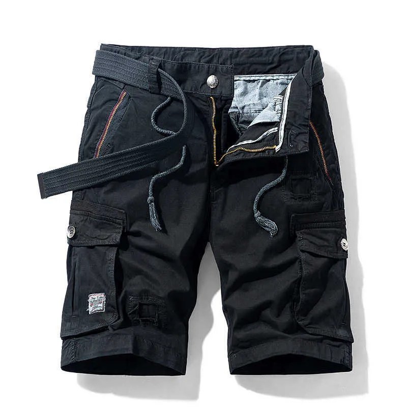 Pantalones cortos de carga de algodón táctico de verano para hombres Pantalones casuales Bermudas Pantalones de moda Camuflaje Playa 210714