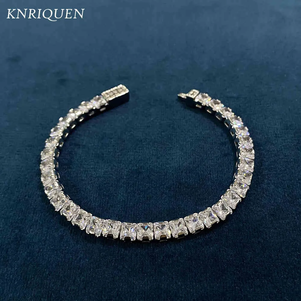 Clássico 925 Sterling Silver 44mm simulado diamante criado Moissanite Strand Bracelete de casamento para mulheres Presente de jóias finas 16cm3528991